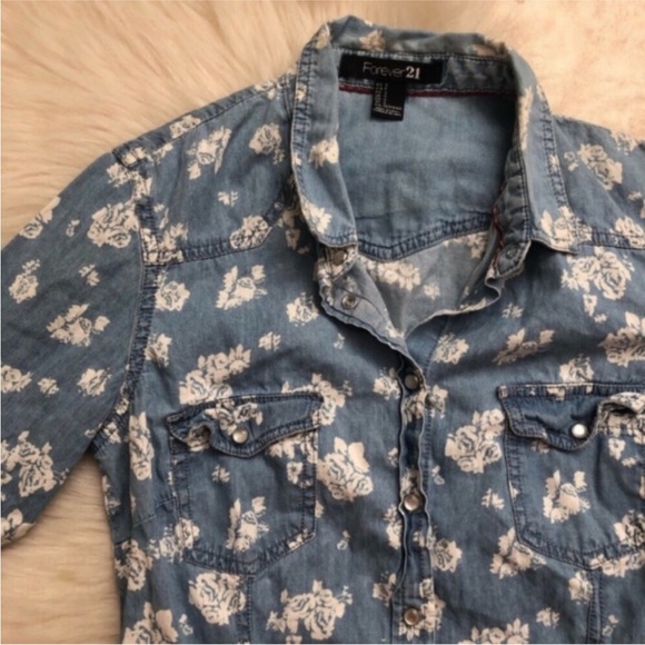 Forever 21 Chambray Rose Buttondown - Picture 2 of 5